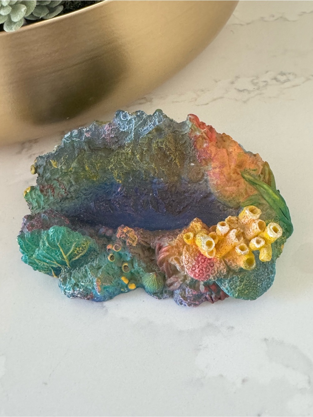 Hand-Painted Resin Coral Reef business card holder